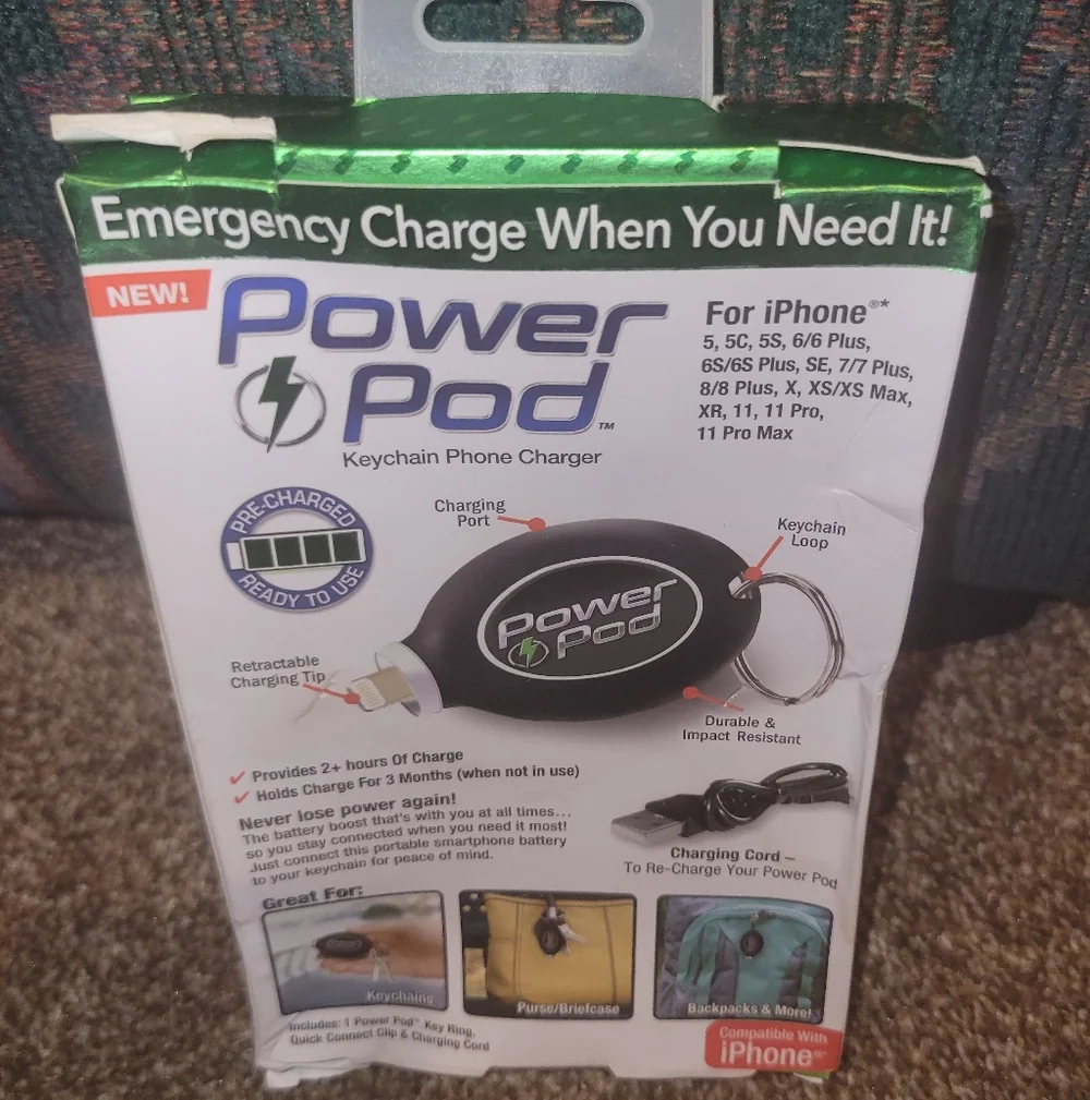 Keychain Phone Charger - Black